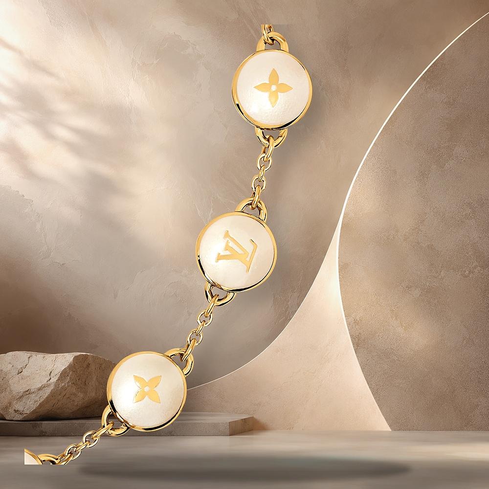 Louis Vuitton Gold-Tone Metal LV Pearly Confetti Pendant Necklace M03898
