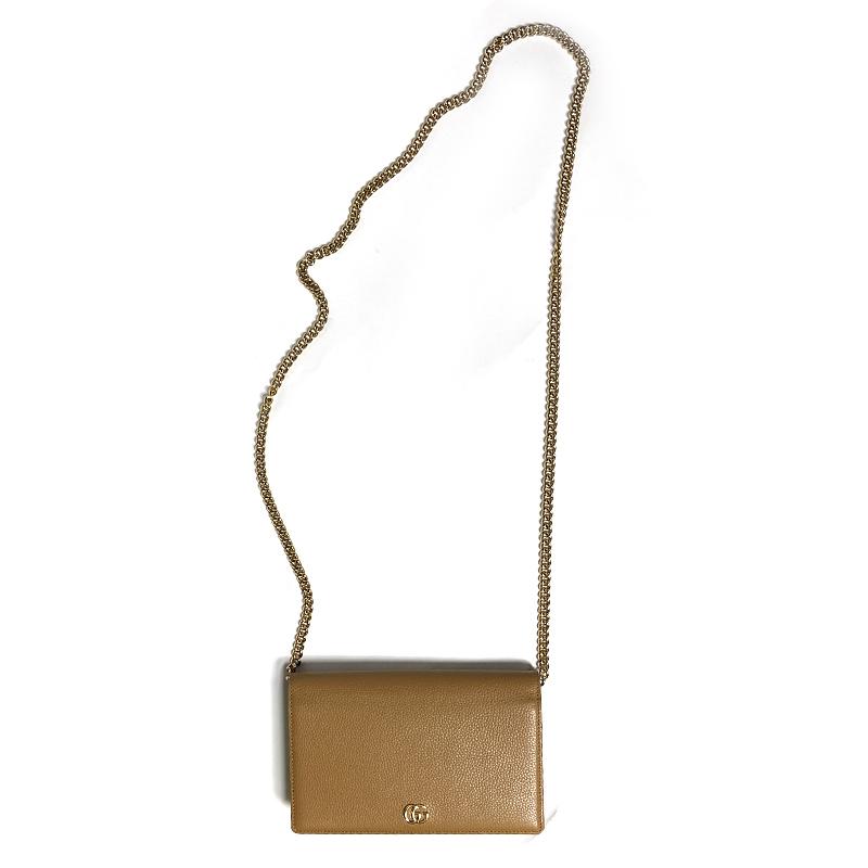 GUCCI GG Marmont Mini Chain Crossbody Bag Black Leather