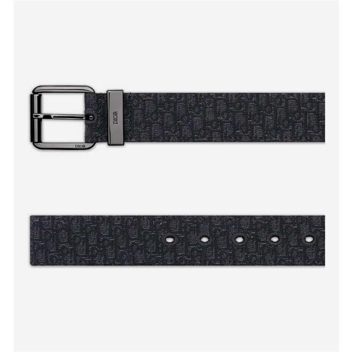 DIOR Men’s Leather Belt 35mm Black Silver Buckle