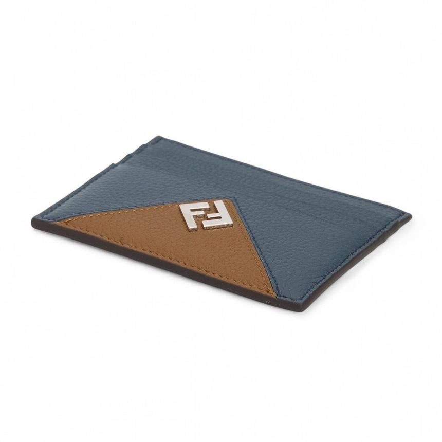 FENDI Blue Calfskin Bifold Cardholder Wallet for Men