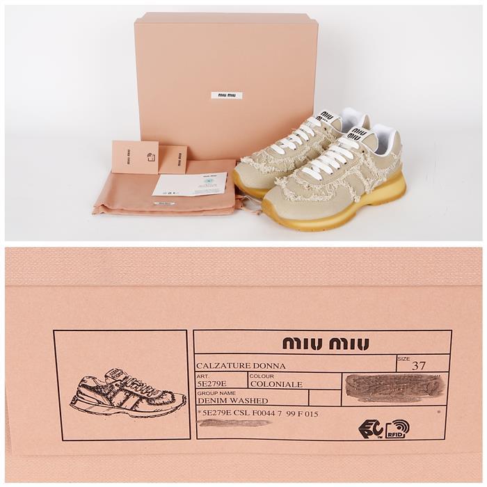 Miu Miu Cotton Denim Low Top Sneakers 5E279E CSL F0044
