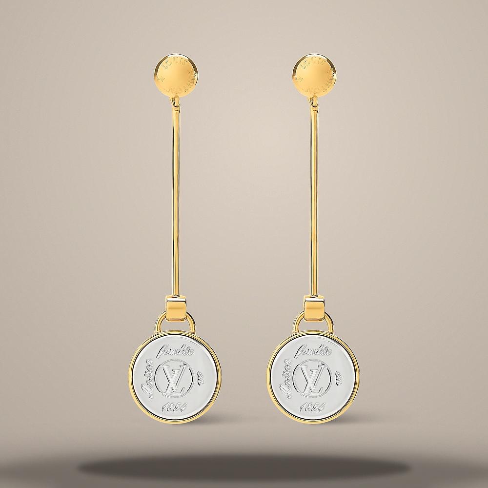 Louis Vuitton Gold-Tone Metal LV Signet Earrings M03699