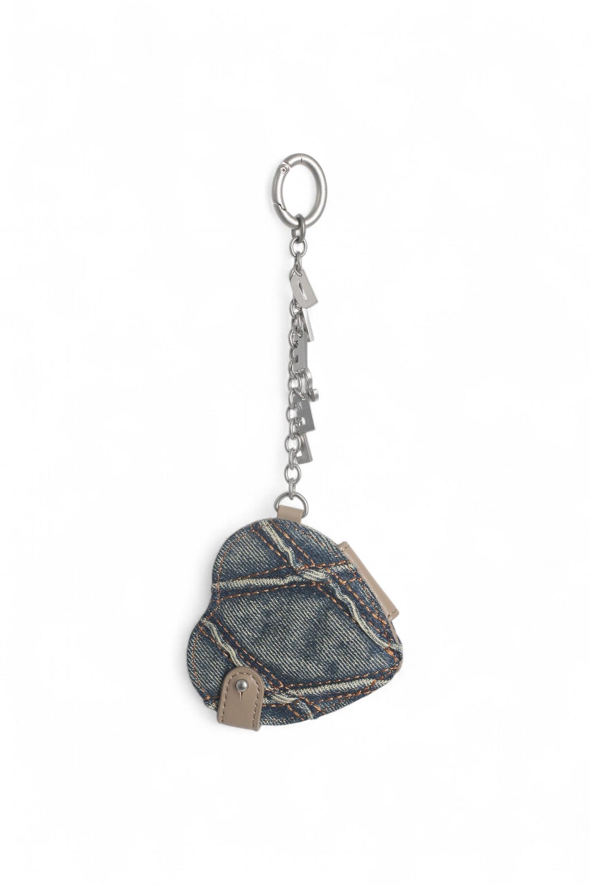 DIESEL Argyle Quilted Denim Mirror Charm Keyring X10211 P5570 HA001