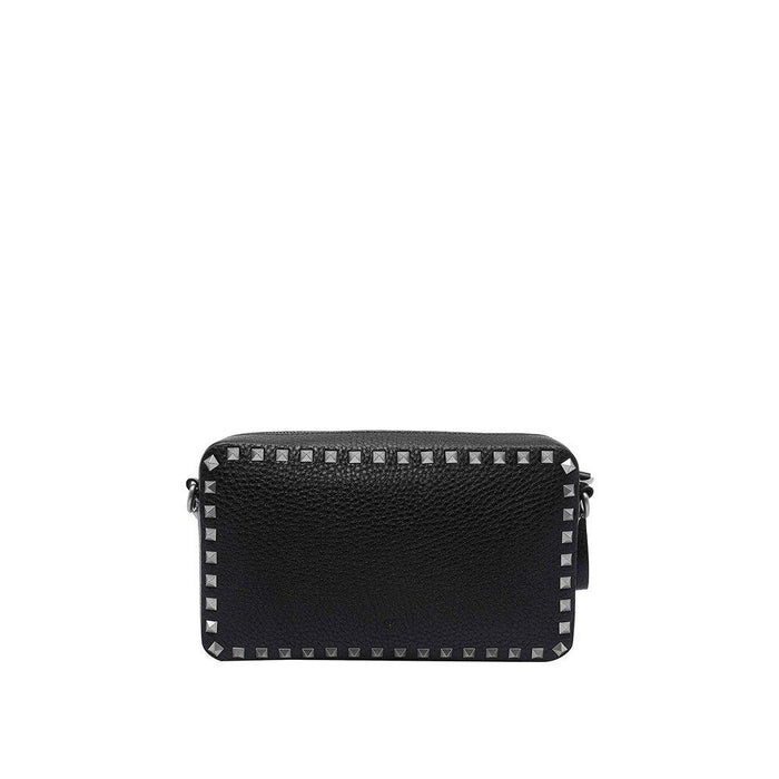 VALENTINO Rockstud Unisex Leather Crossbody Shoulder Bag Black