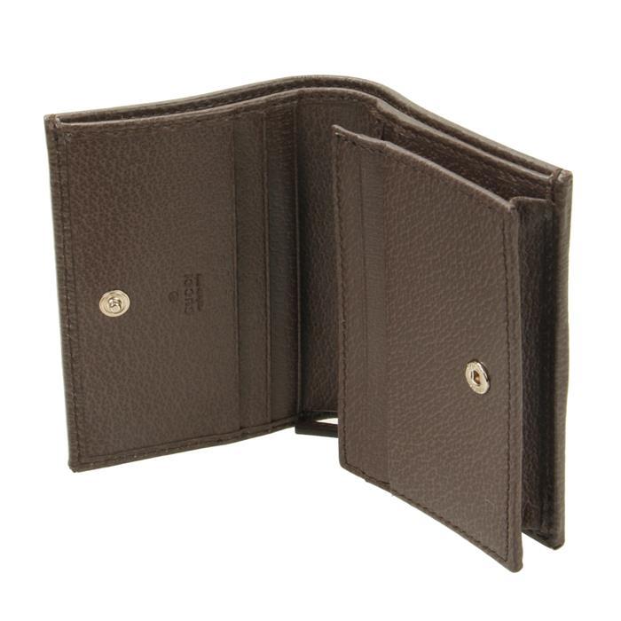 GUCCI Ophidia Small Wallet Beige Canvas GG Supreme Trim Brown Leather