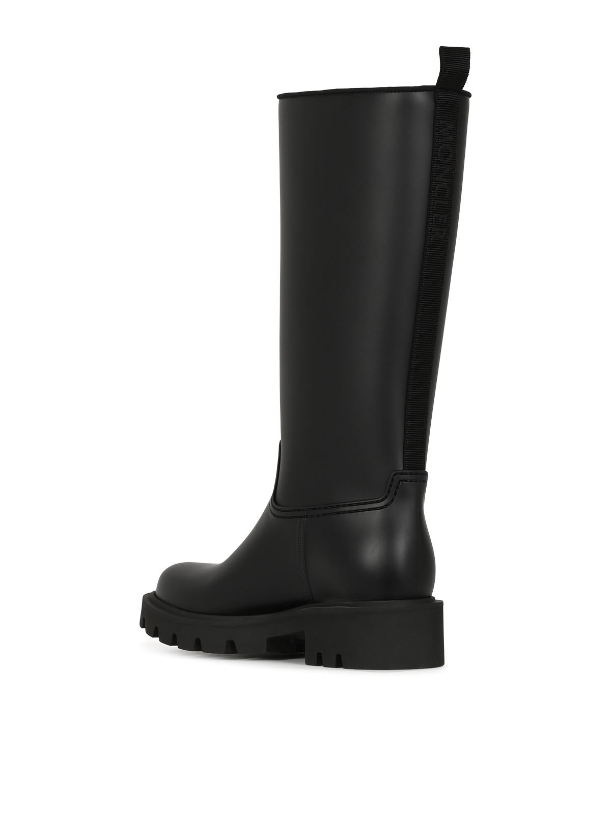 Moncler Black Leather Mid-Calf Boots