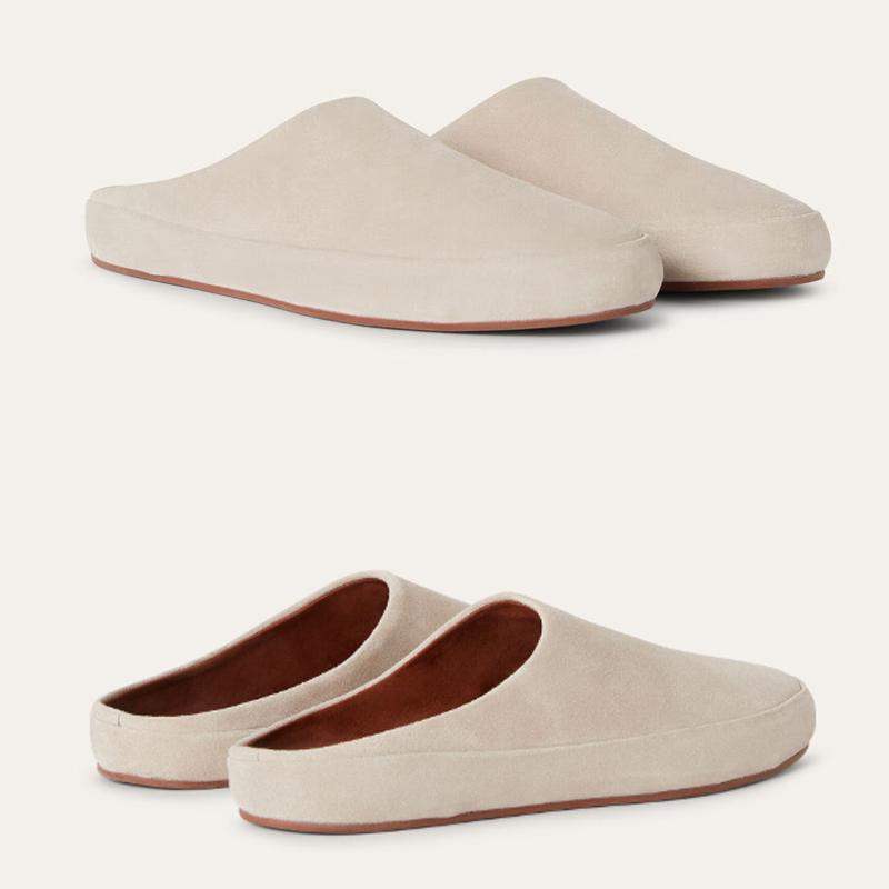 Loro Piana Men’s Suede Calfskin Tomori Sabot Loafers Classic Beige