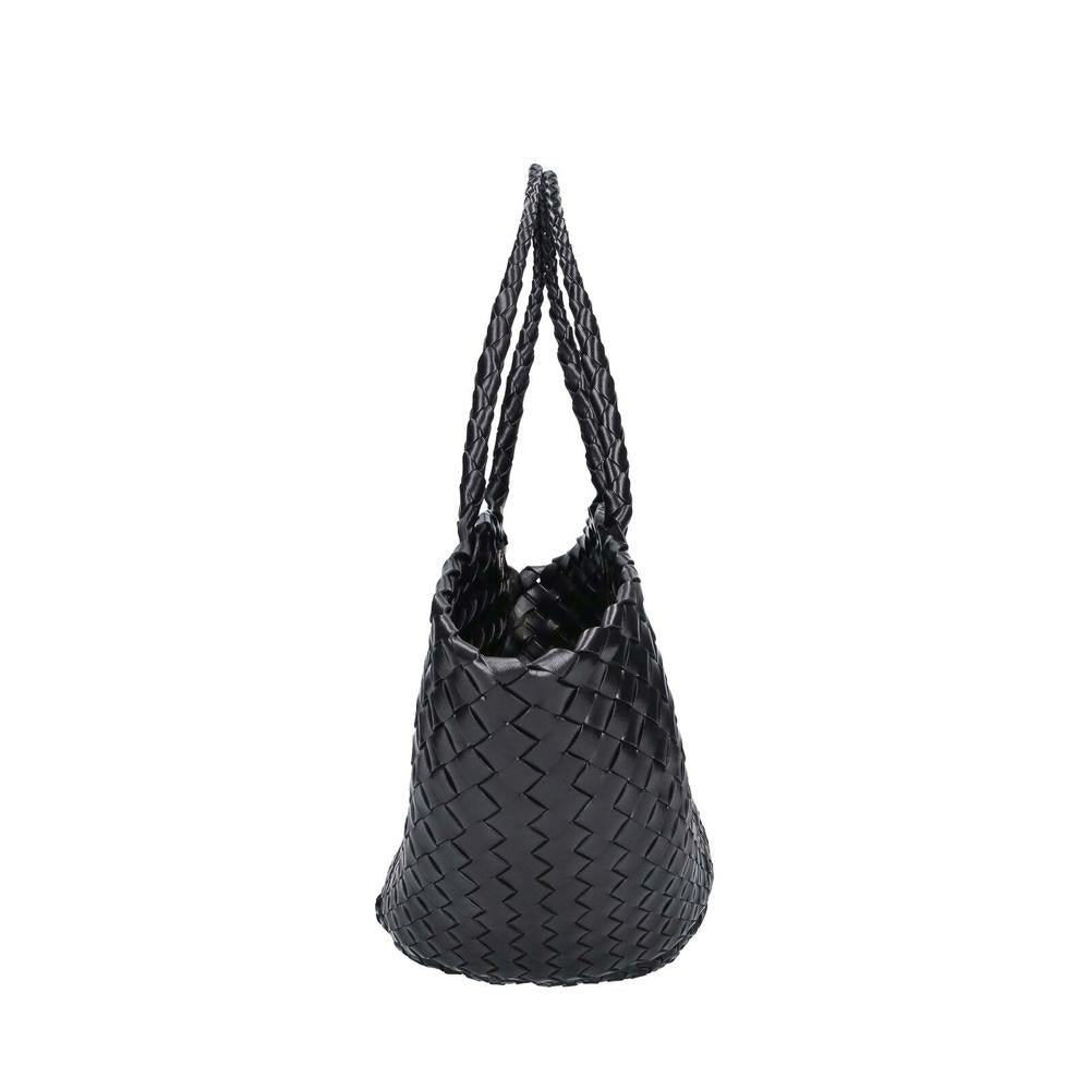 Dragon Diffusion Black Woven Leather Egola Tote Shoulder Bag