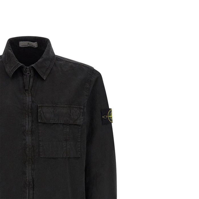 STONE ISLAND Brushed Zip-Up Overshirt Long Sleeve Shirt