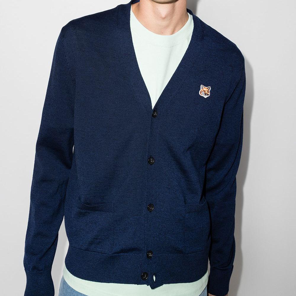 Maison Kitsune Fox Head V-Neck Cardigan IU00505KT1036 H481