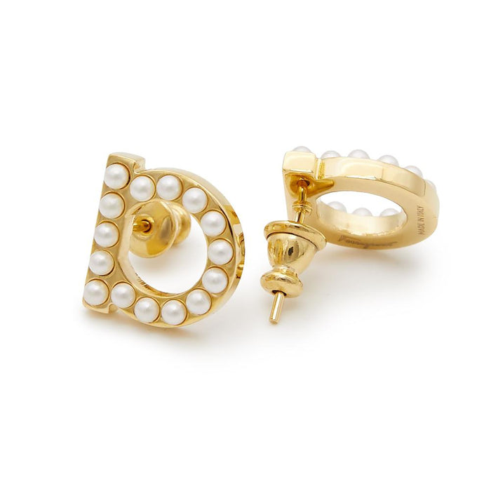 Ferragamo Gancini Crystal Pearl Earrings 0696581