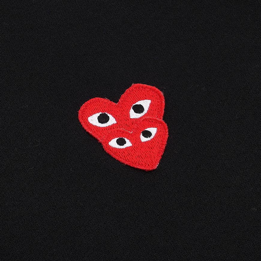 Comme des Garcons Double Heart Patch Zip Hoodie Unisex AX T294 051 BLACK