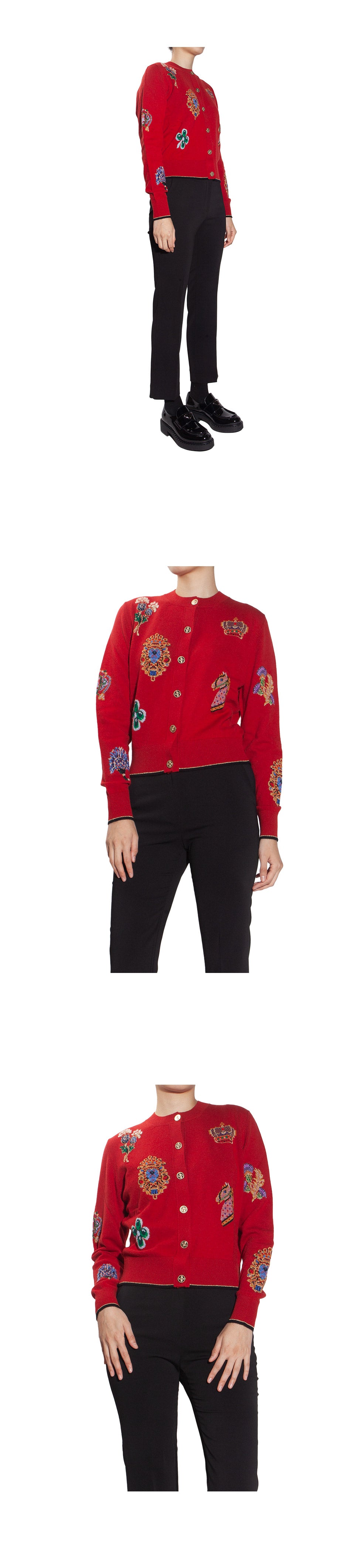 BARRIE Women's Scottish Symbol Cashmere Cardigan C197243