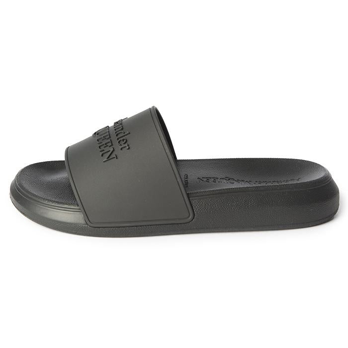 Alexander Mcqueen Rubber Logo Slide Sandals Black
