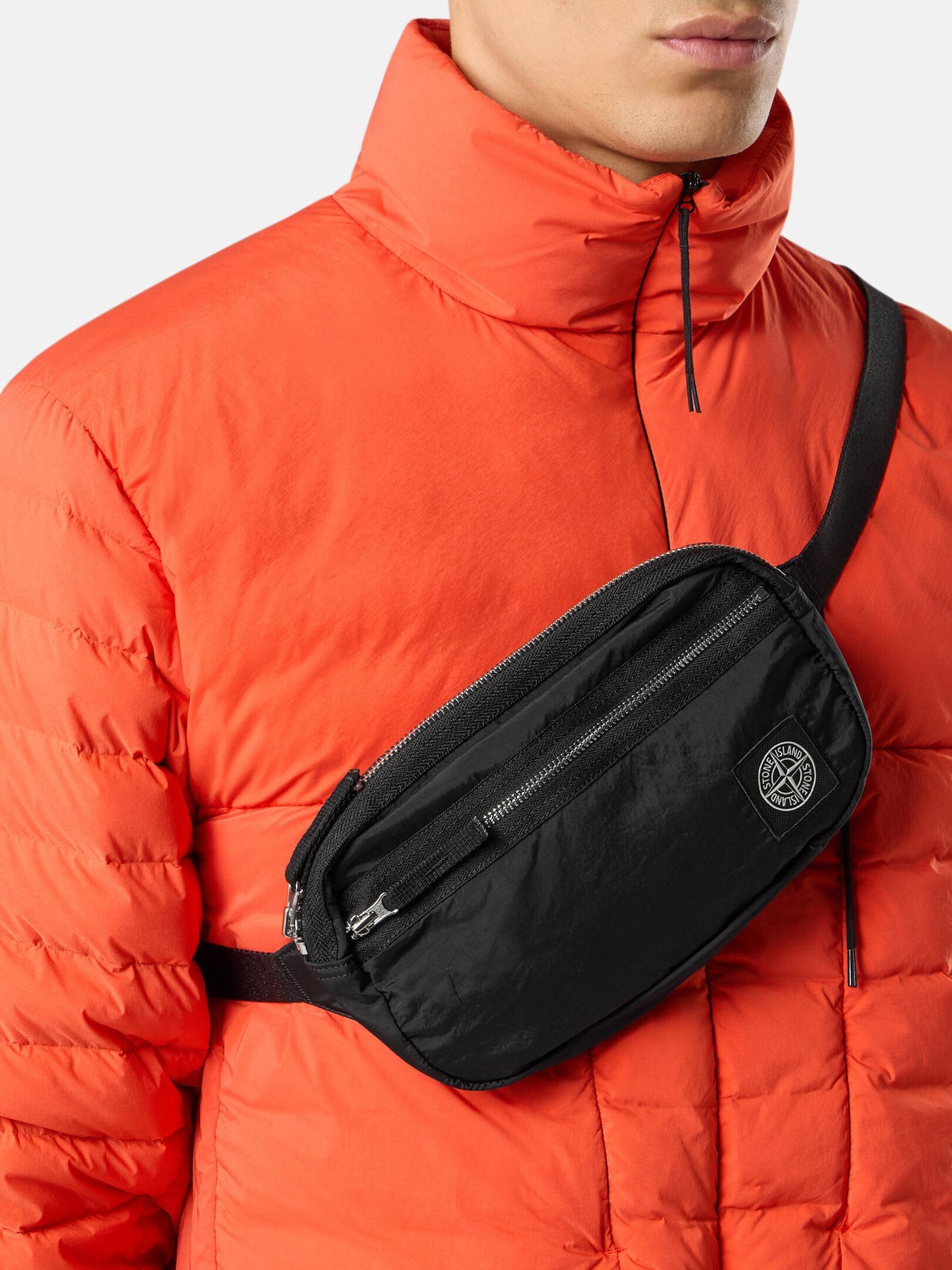STONE ISLAND Logo Patch Belt Bag Black K2S15 9200016 S0251 V0029