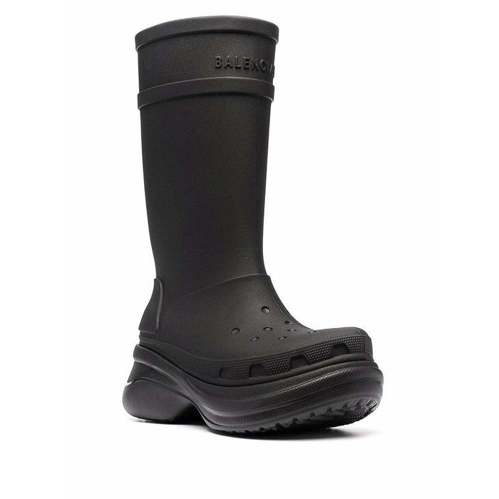 BALENCIAGA Black Rubber Crocs Chelsea Boots Unisex