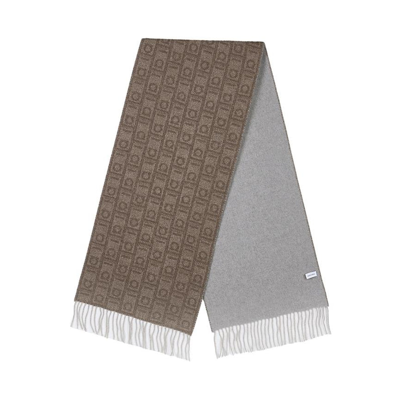 Ferragamo Monogram Wool Scarf Clay Stone Beige Women’s
