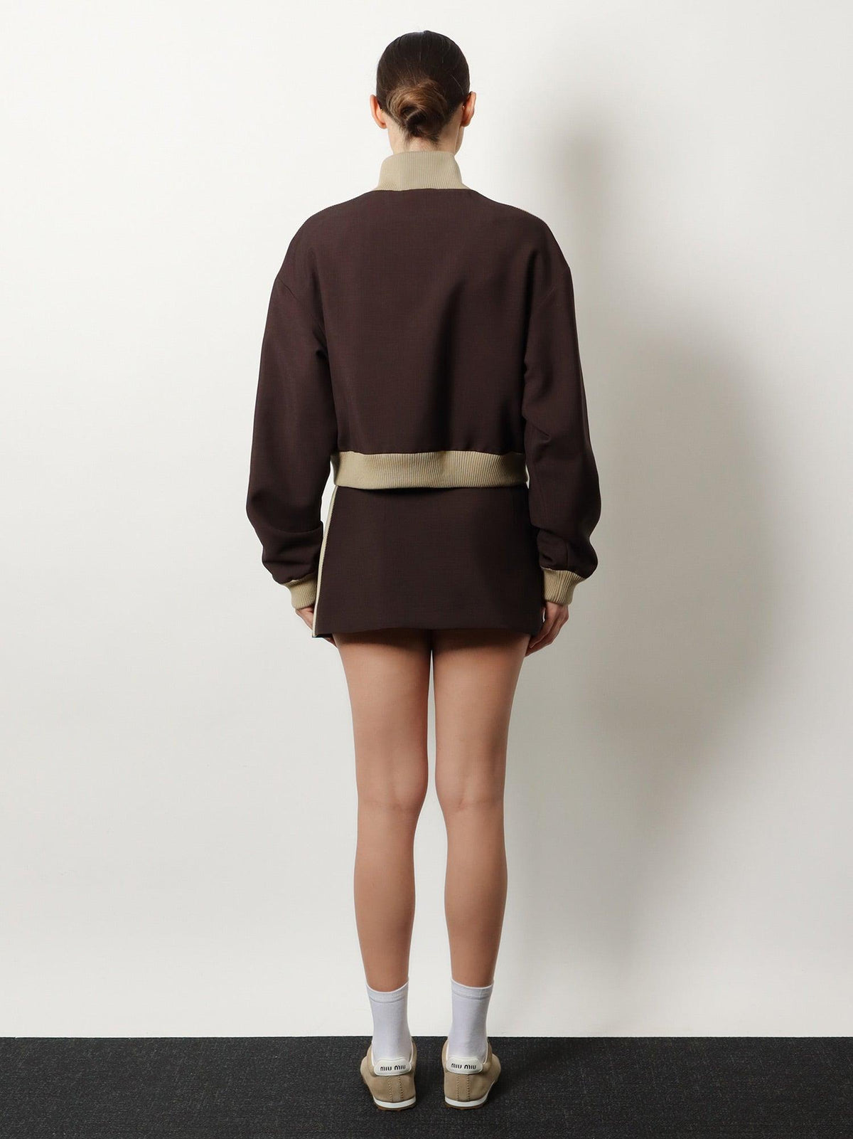 Miu Miu Wool Blend Tailored Jacket Beige