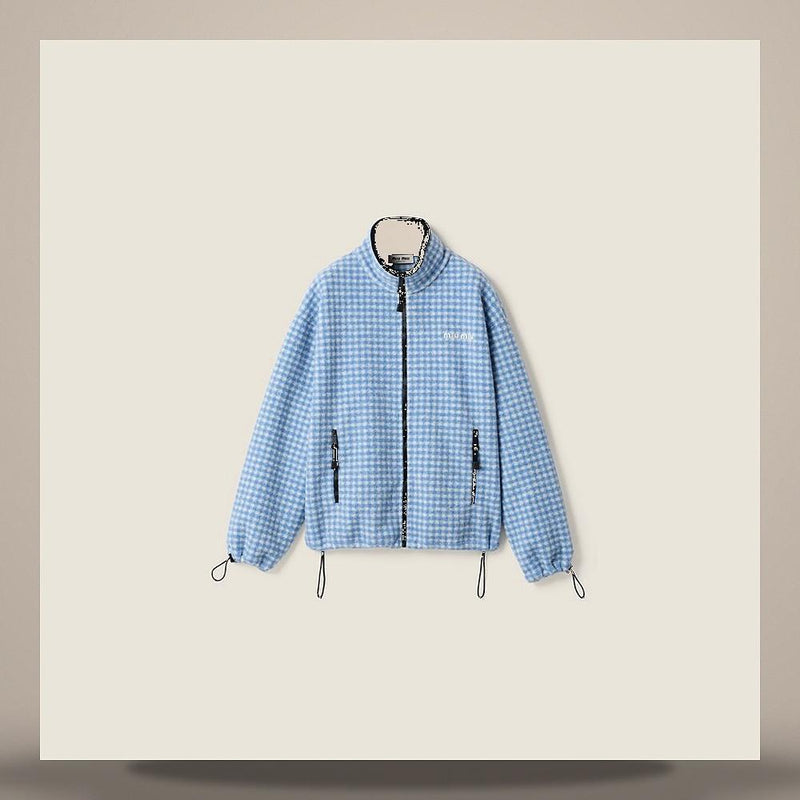 Miu Miu Gingham Check Fleece Jacket