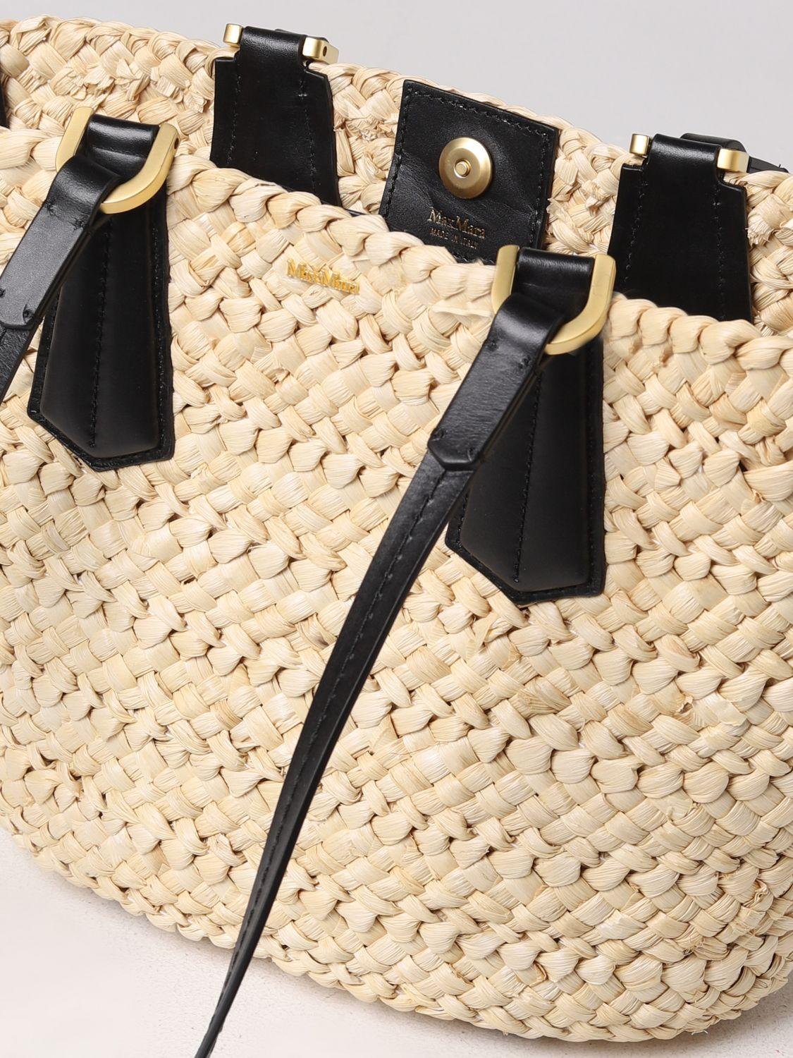 Max Mara Panier M Straw Shoulder Bag Black 2345110238600 PANIERM 002 STK