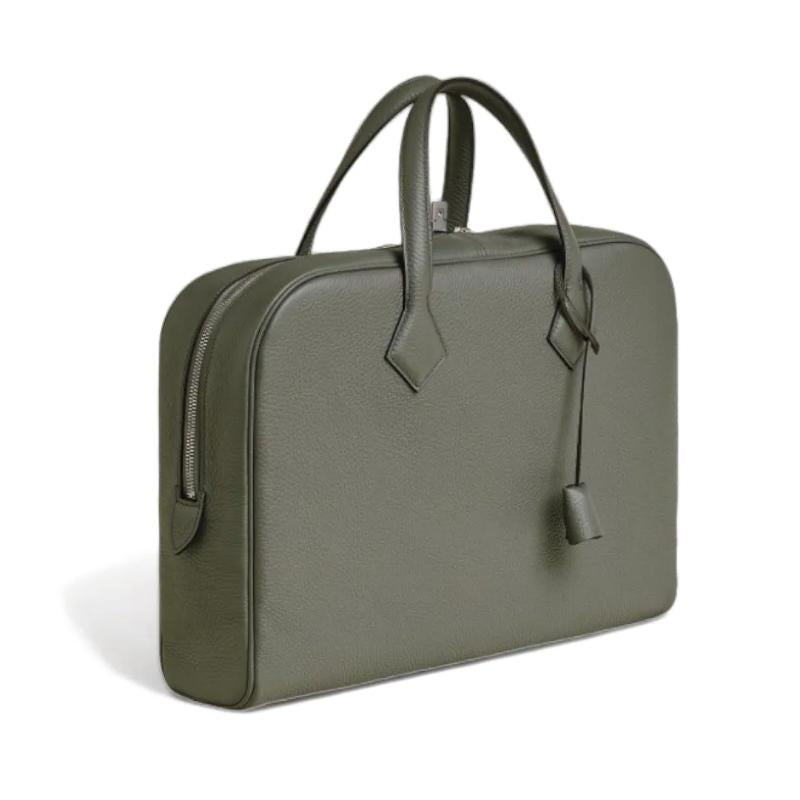 HERMES Victoria Light Brief Case Gris Unisex Tote Bag