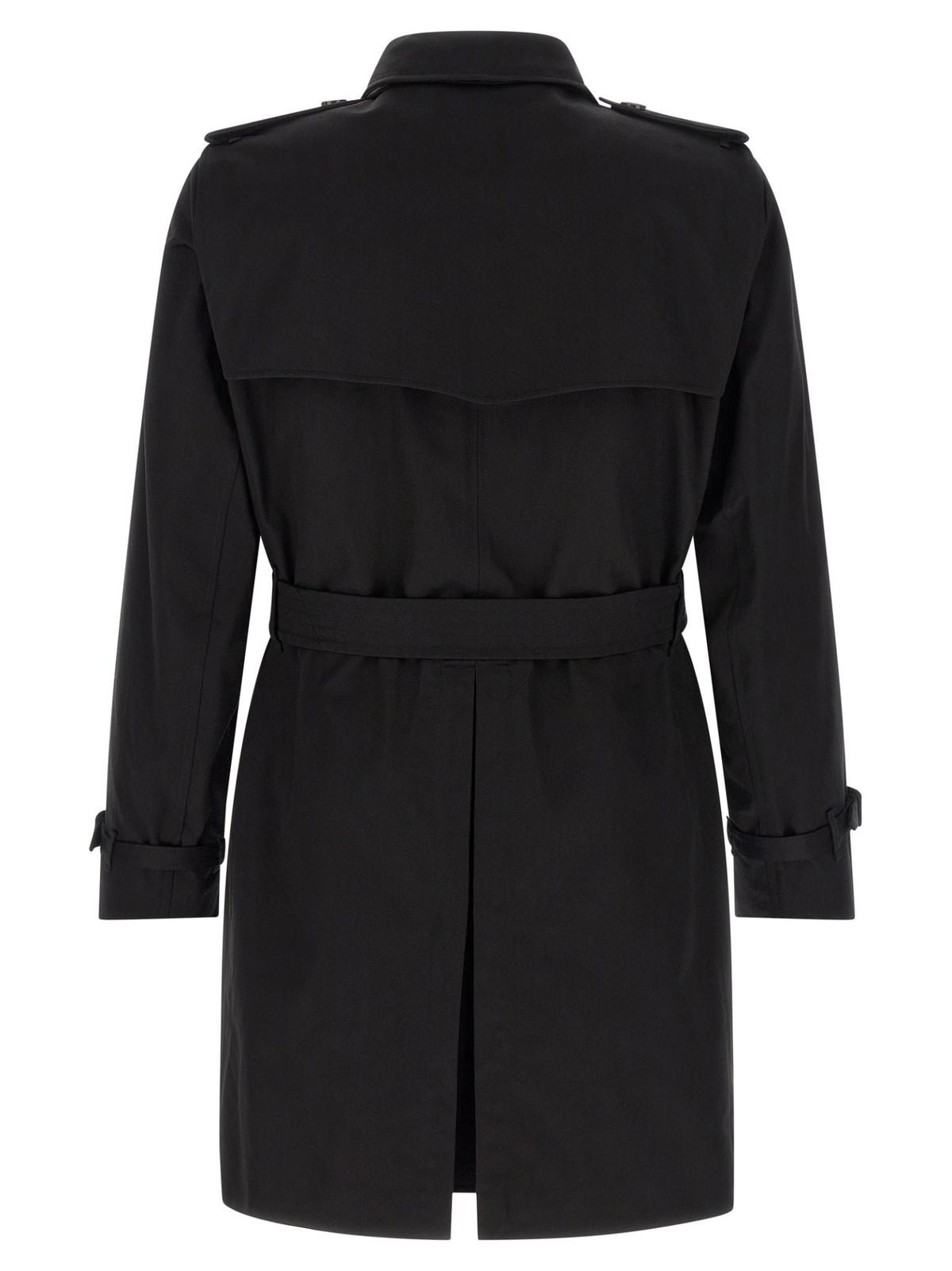 BURBERRY Black Cotton Gabardine Double-Breasted Trench Coat