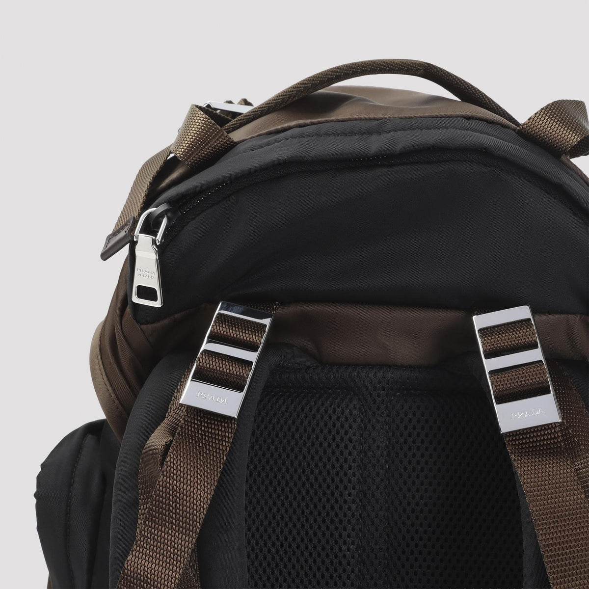 PRADA Black Nylon Leather Backpack