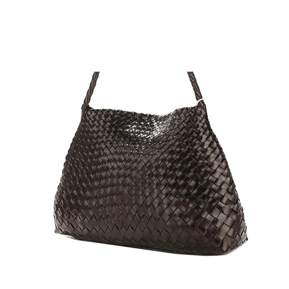 Dragon Diffusion Santa Maria Woven Leather Shoulder Bag Women’s 8700 DARK BROWN