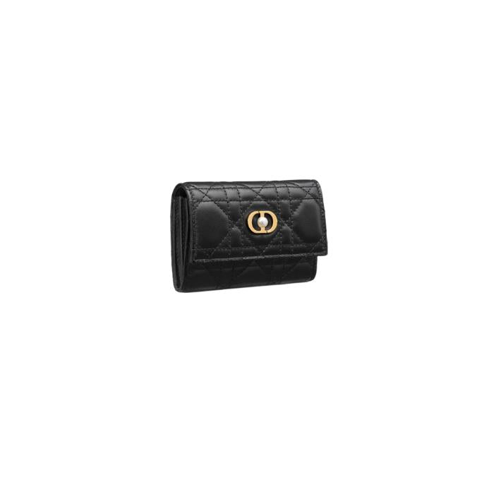 DIOR Jolie Clycine Leather Coin Purse Wallet Black