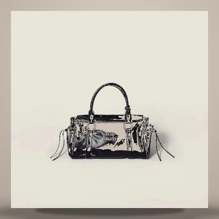 Miu Miu Glossy Leather Shoulder Bag Black Handbag 5BA333 2A44 F0002