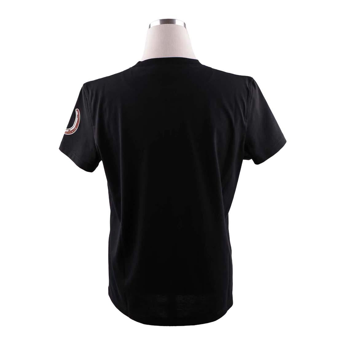HERMES Printed Straight Short Sleeve Cotton T-Shirt Noir