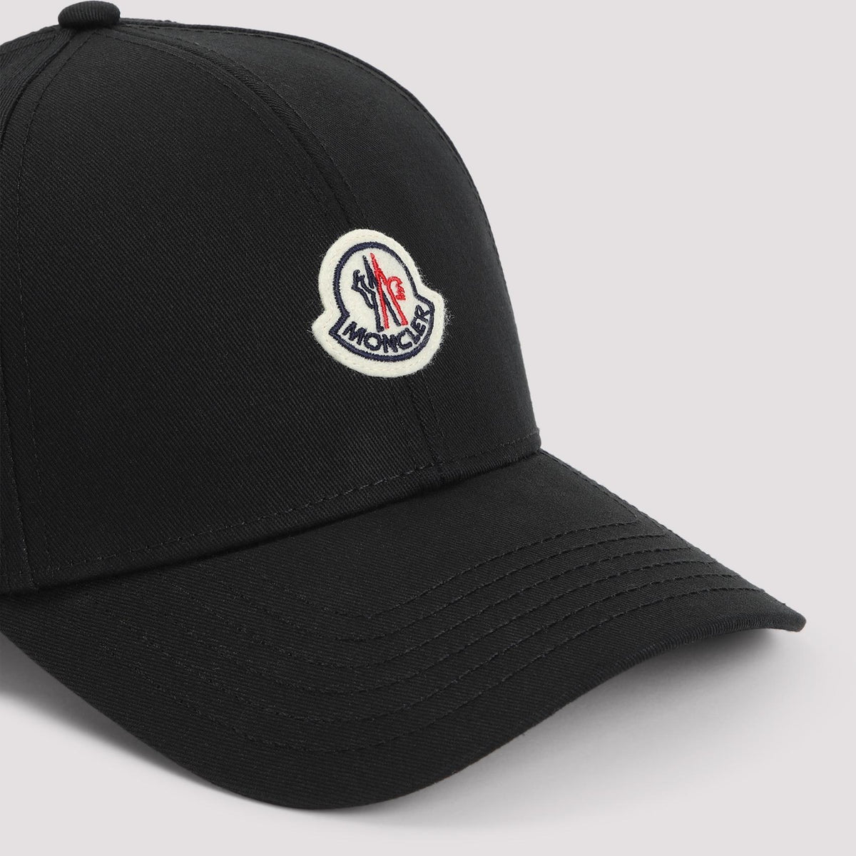 Moncler Black Cotton Logo Baseball Cap
