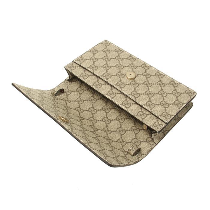 GUCCI GG Emblem Chain Wallet Shoulder Bag Brown Leather