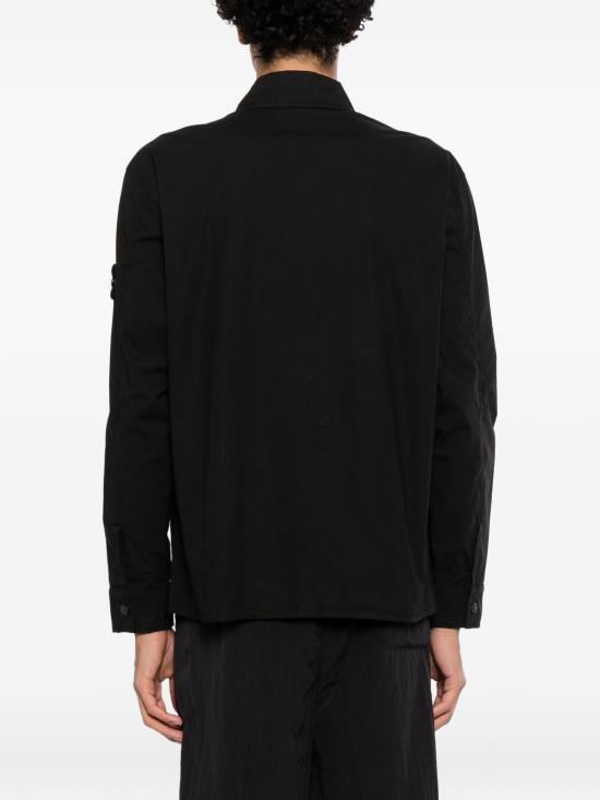 STONE ISLAND Black Long Sleeve Shirt Men’s Cotton Button-Up
