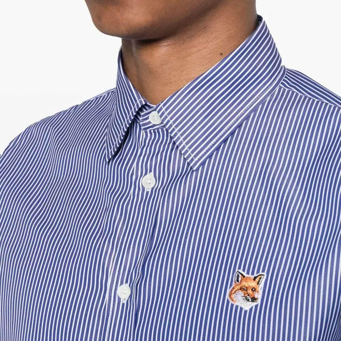 Maison Kitsune Fox Head Stripe Long Sleeve Shirt