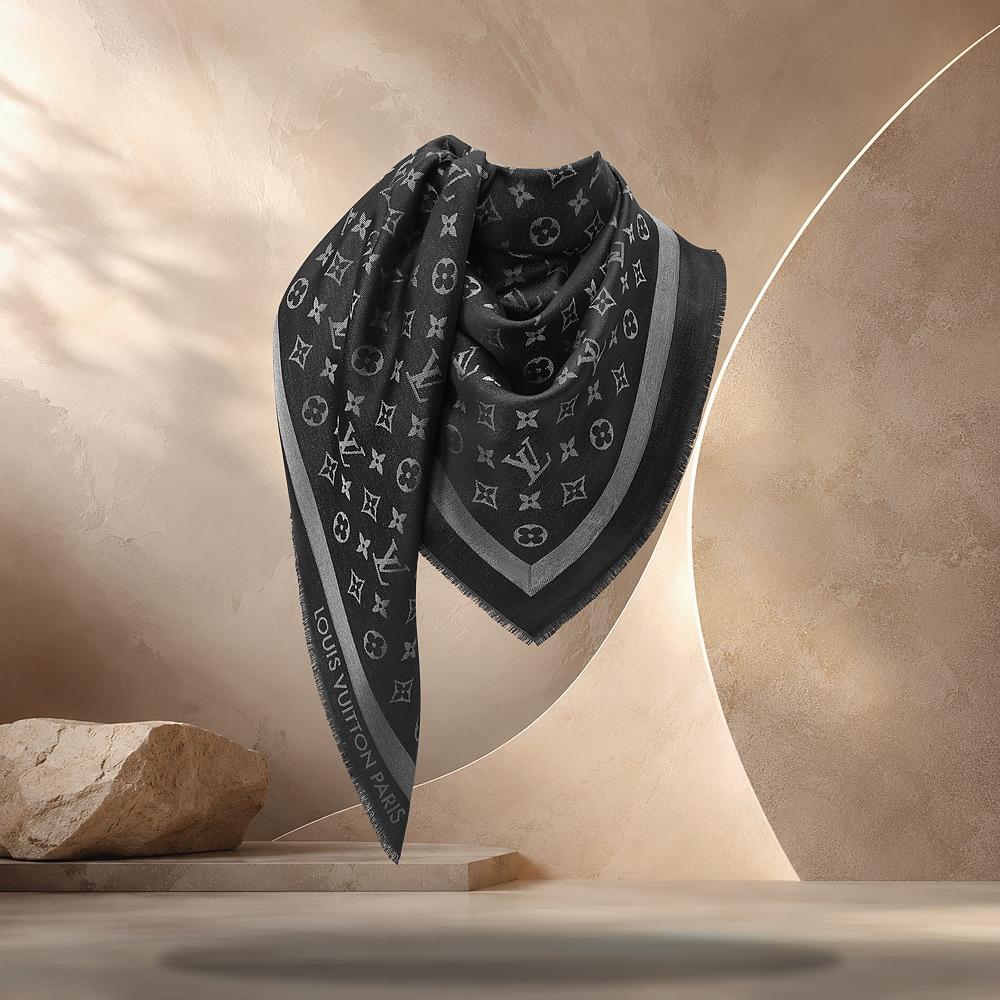 Louis Vuitton Monogram Shine Shawl Black Scarf M98353