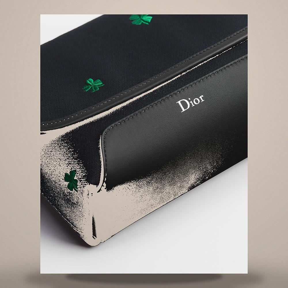 DIOR Black Canvas J’Adior Clover Embroidered Mini Flap Crossbod 2DBCA627OLT H03E