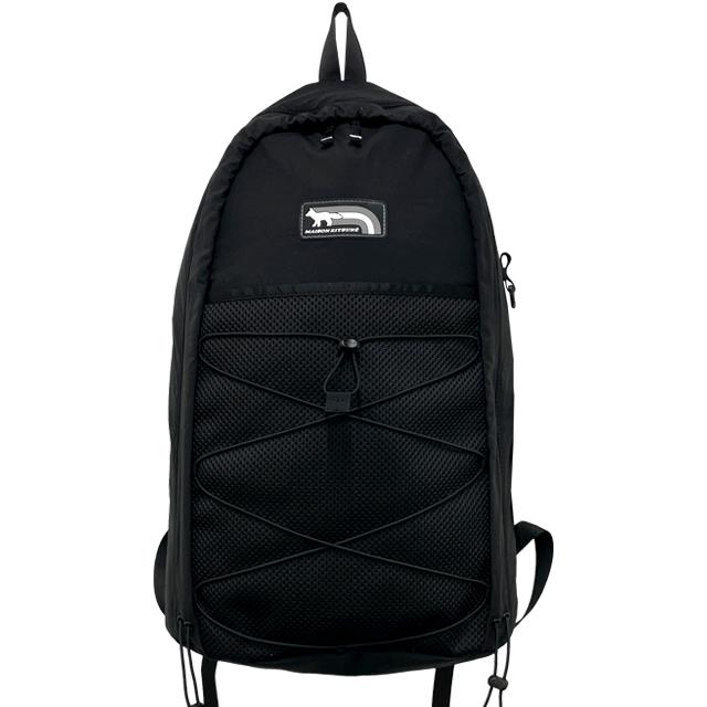 Maison Kitsune Flash Fox Logo Backpack Unisex Black Nylon NM05170WQ4034 P199