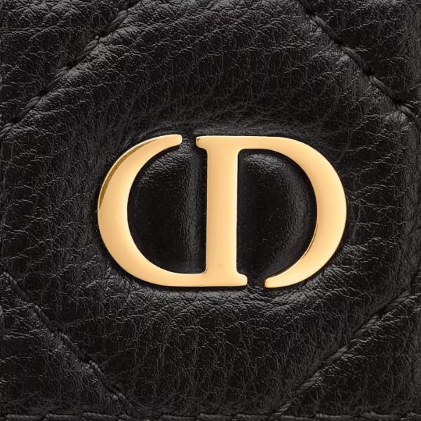 DIOR Caro Leather Card Holder Wallet Black 5-Slot