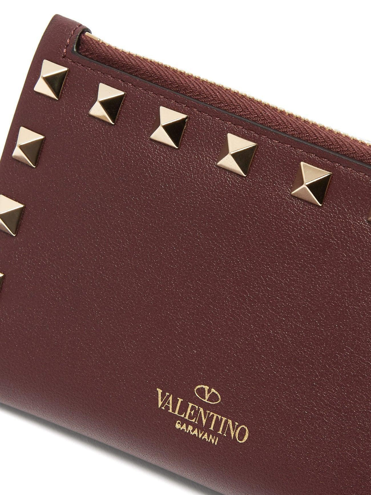 VALENTINO Rockstud Leather Zip Card Case Card Holder SW2P0605BOL