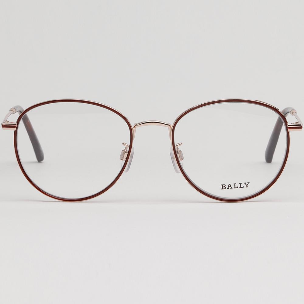BALLY Burgundy Round Metal Eyeglass Frame Lightweight Gold Rim Unise BY5034H 071