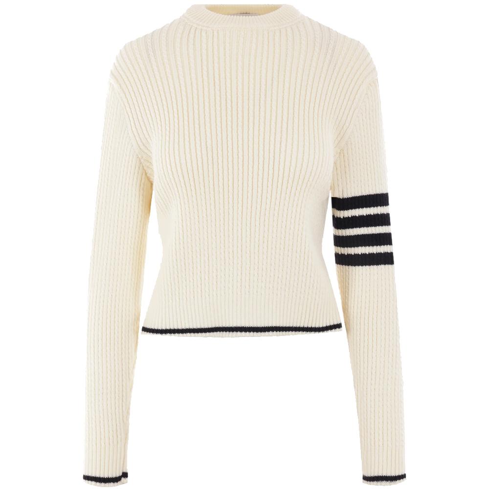 THOM BROWNE Women’s 4-Bar Baby Cable Knit Sweater White