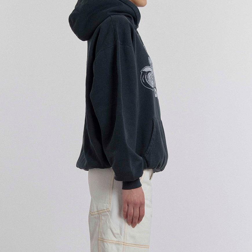 Wild Donkey Old Black Dyed Unisex Betty Bike Graphic Hoodie