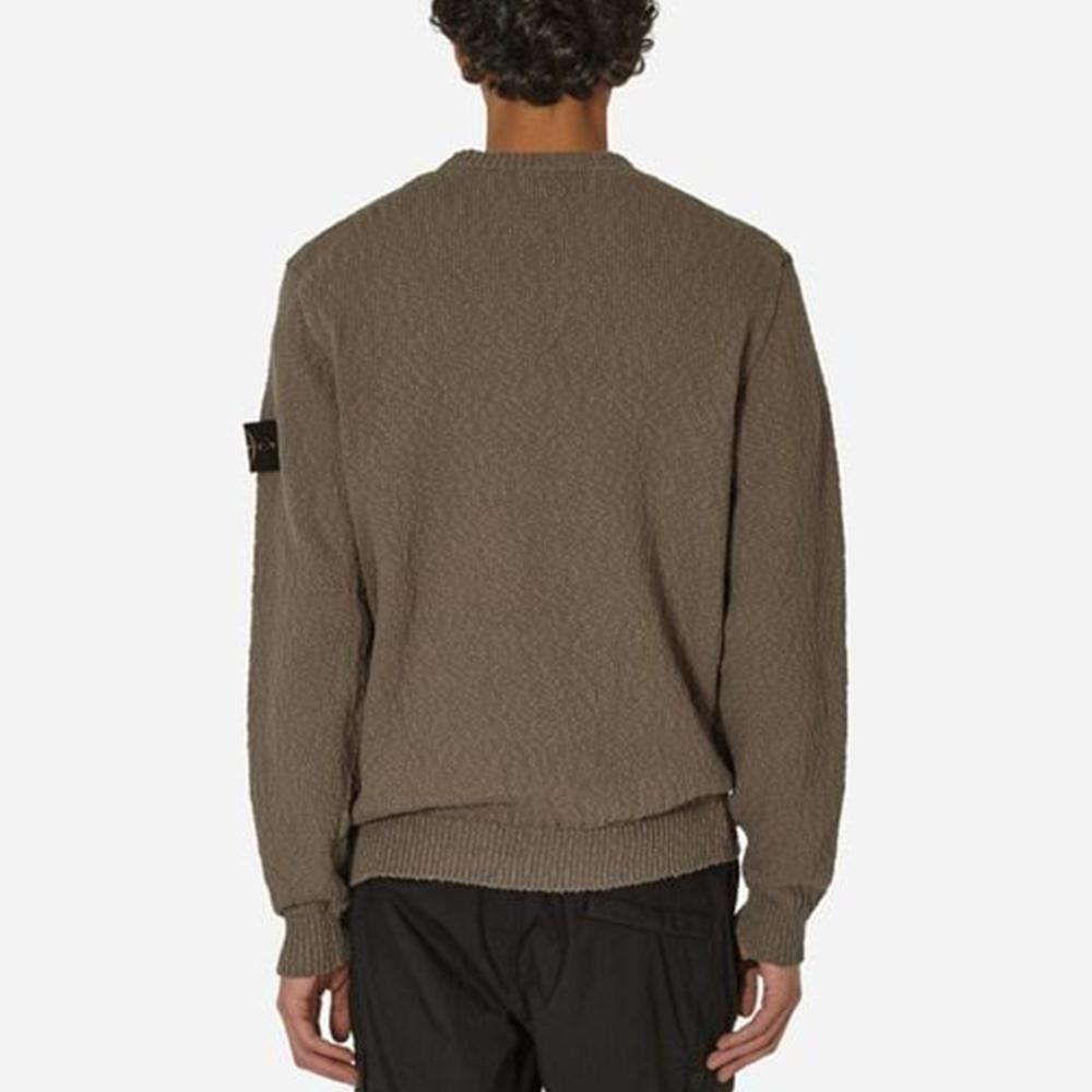 STONE ISLAND Men’s Uneven Knit Loose Fit Crewneck Sweater Navy
