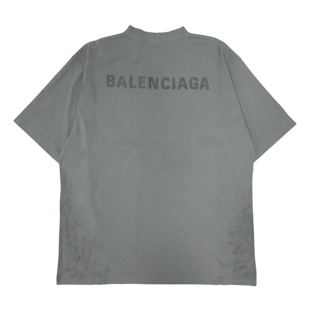 BALENCIAGA Logo Short Sleeve T-Shirt for Men Gray Cotton