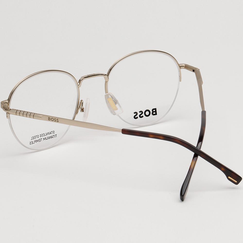 HUGO BOSS Titanium Semi-Rimless Round Eyeglass Frames Gold Stainles BOSS1448 J5G