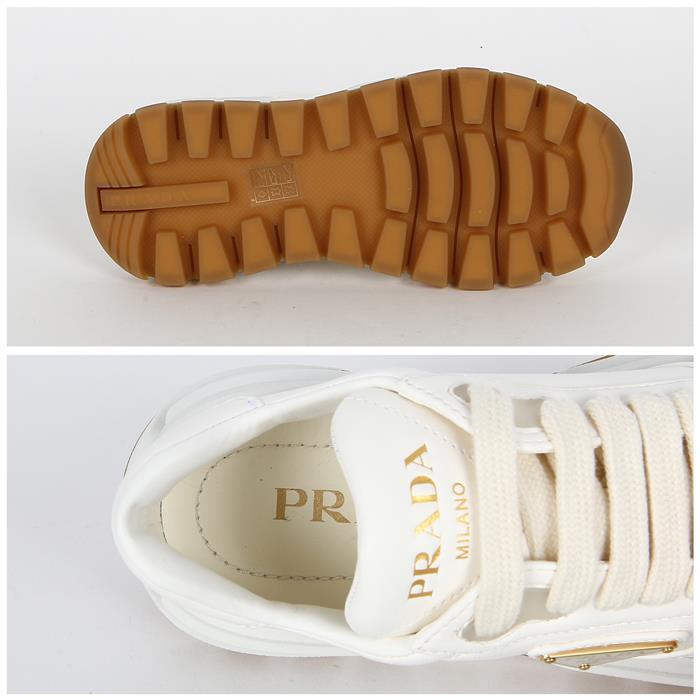 PRADA Leather Low-Top Sneakers White