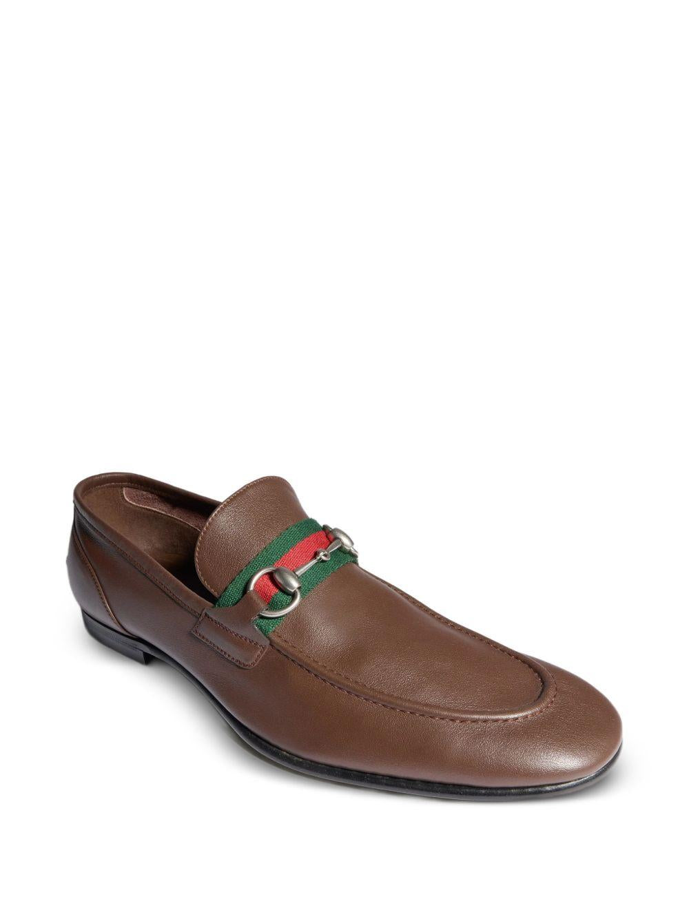 GUCCI Brown Leather Loafer Shoes for Men