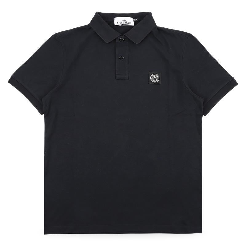 STONE ISLAND Logo Patch Slim Fit Pique Short Sleeve Polo Navy
