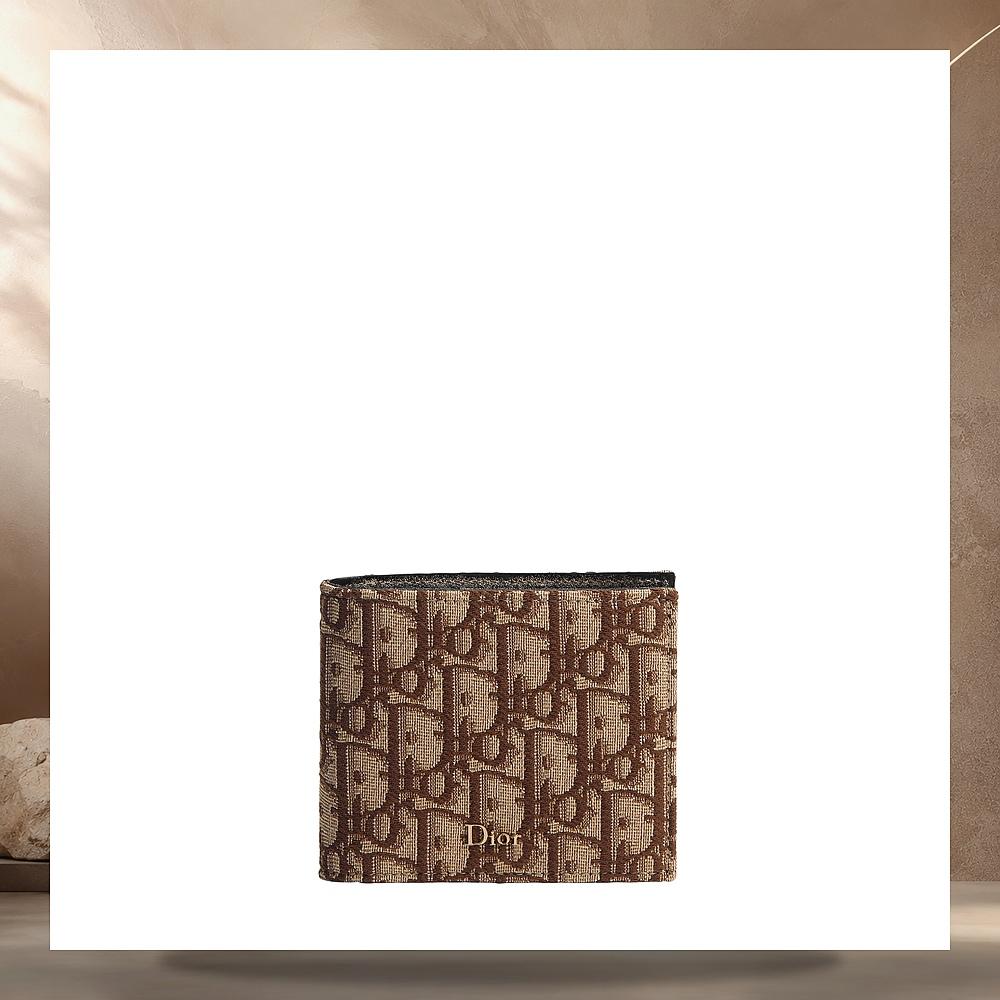 DIOR Brown Dior Oblique Jacquard Bifold Card Holder 2ESBH027YYEH45E